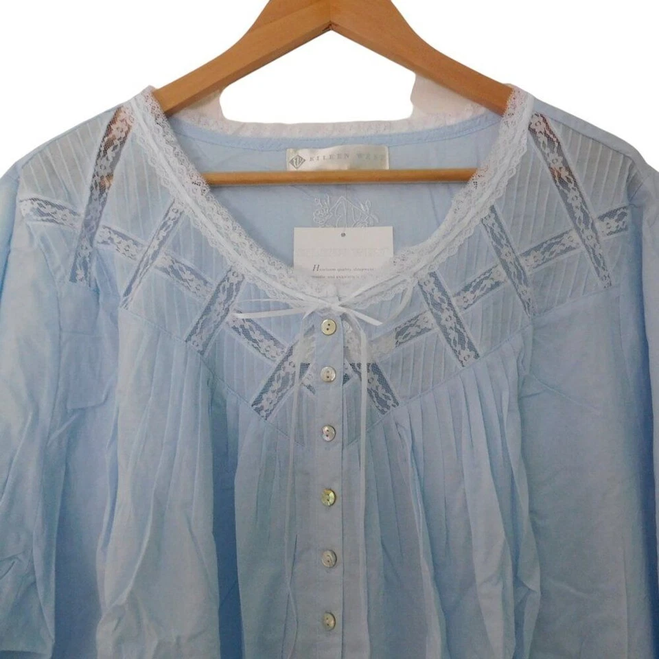 NUEVO Camisón Eileen West Moonlight Sonata Largo Algodón Césped Azul Talla 2X Foto 2 de 4