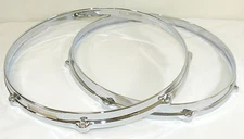 14" 8 hole Die Cast Drum Hoops 1 Batter & 1 Snare Build Restoration Set Chrome