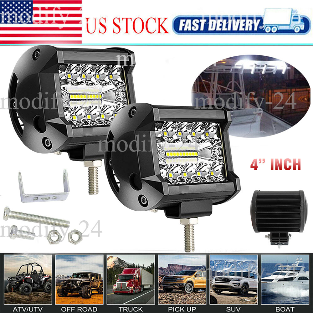 2X 4" LED Marine Lights Pods Pontoon Boat HeadLights Spreader Docking