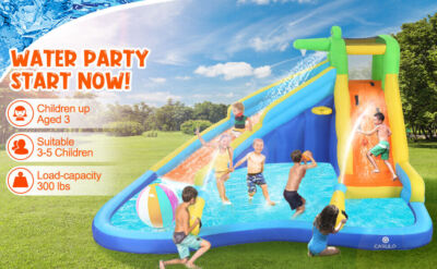 Inflatable Bounce Castle Quick Inflation for 3-12 kids with Blower for Wet & Dry