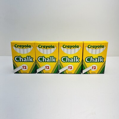 Crayola 51-0320 Chalk For Blackboards And Paper, 12 Sticks, White Pack Of 4!