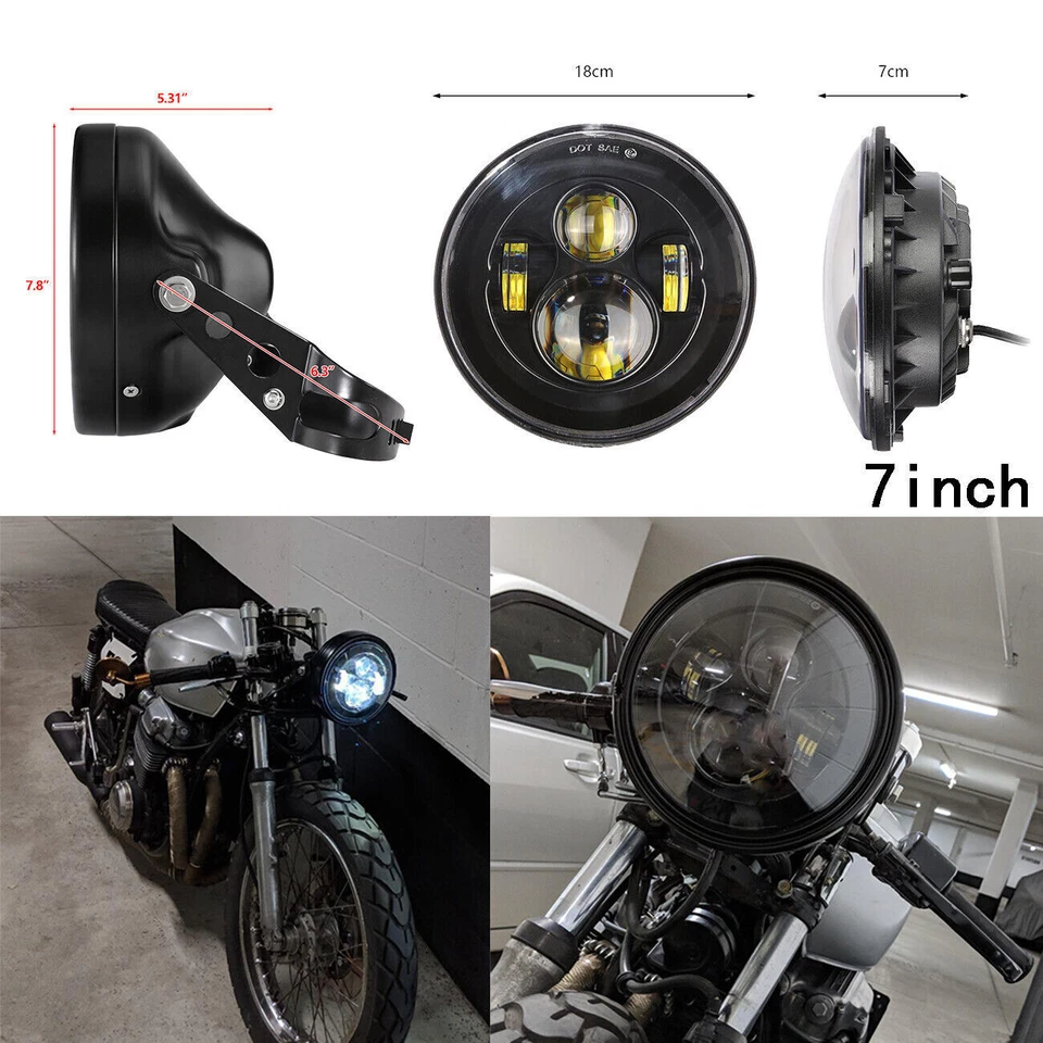 7 inch LED Headlight + Housing Bucket For Honda Shadow VT1100 VT750 VT600 VF750 - Imagem 4 de 4