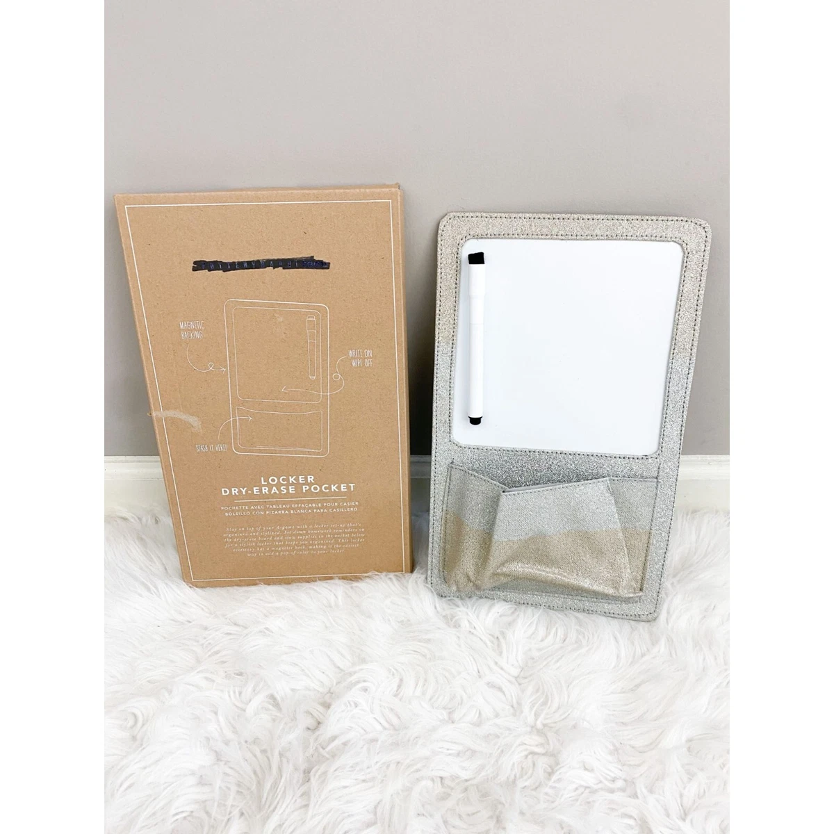 Pottery Barn Teen Silver Gold Ombre Glitter Locker Mirror Pocket