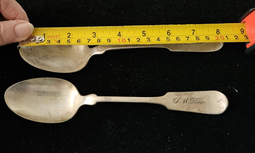 Antique Rogers Bros. A1 Silverplate Set of Two Spoons Engraved 1878 'S.M.Rose' - Picture 13 of 13