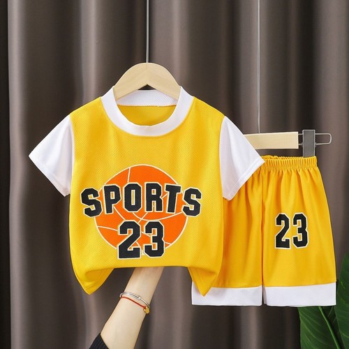 2pcs Boys' Summer Clothes Set - Basketball Sports T-Shirt & Shorts 0-10 Years - Picture 7 of 16