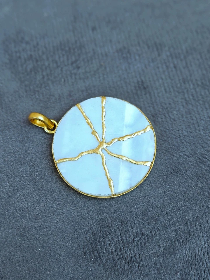 COLLAR ÓPALO KINTSUGI Arte Joyería Japonesa Hecho a Mano Collar Piedra Minimalista Foto 2 de 4