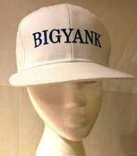 BIGYANK White Youth Baseball Hat Cap One Size Snap Back Blue Writing BIGYANK
