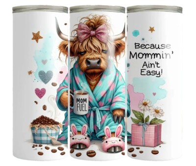Highland Cow Mom Coffee Lover Funny 20oz Tumbler Tumblr Insulated Travel Mug