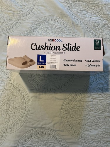 Womens slide sandals, for shower, pool or casual wear, Tan, Size Large - Picture 4 of 5