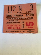 JAN 2,1965 ECAC HOLIDAY BASKETBALL TICKET STUB (RARE) AT MADISON SQUARE GARDEN
