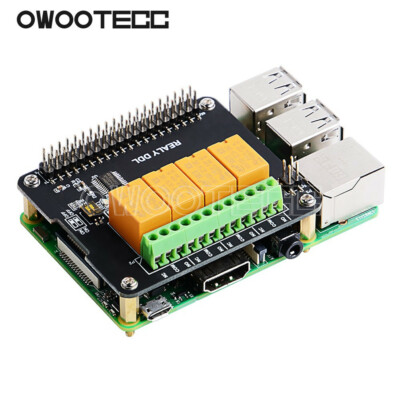 DockerPi 4 Channel Relay Hat Board Support 3A 250V AC For Raspberry Pi 4B/ 3B+