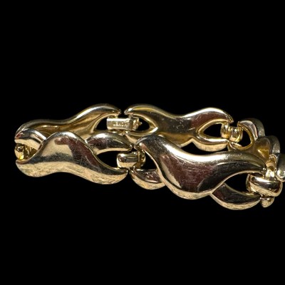 Vintage Monet Bracelet Chunky Link Gold Tone 7.5   With Safety Chain