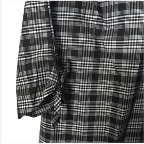 Sexy Off Shoulder Shirt Women Size Small Cotton Black White Plaid Casual - Picture 4 of 5
