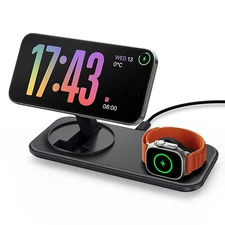 2in1 Magnetic Wireless Charger Station Dock For Apple Watch 10 iPhone 16 Pro Max