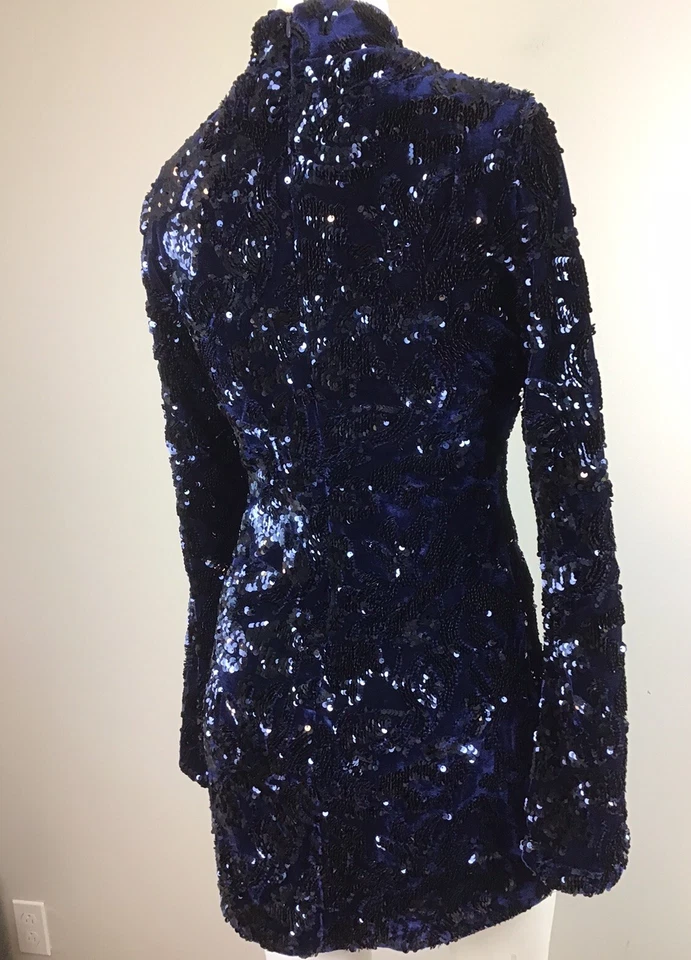 ALEXIS Rhapsody Sequin Mini Navy Dress SZ M - Image 4 of 4