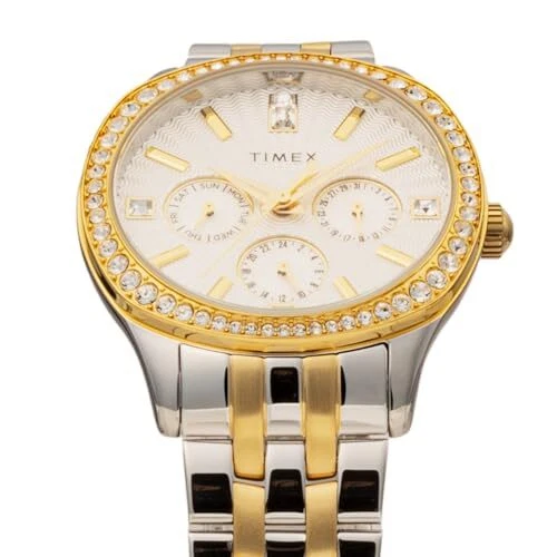 [Timex] Orologio ARIANA ottone quarzo 36 mm marca TW2W17900 argento/oro - Immagine 3 di 4