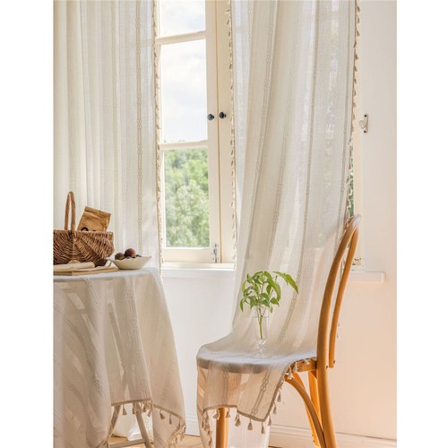 Striped Tassel Curtain Living Room Drape Bedroom Window Valance Screen Decor - Picture 58 of 72