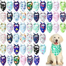 50 PCS Summer Bandanas Dog Bulk Adjustable Spring Triangle Scarf Floral Bibs
