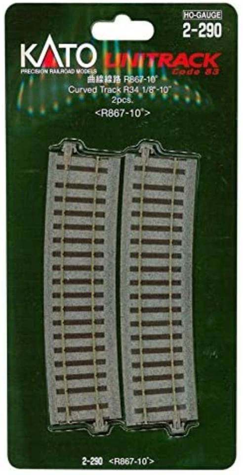 Kato HOGauge 2-290 Unitrack CurvedTrack R867-10 degrees 2pcs ModelTrainRailroad - Image 2 of 3