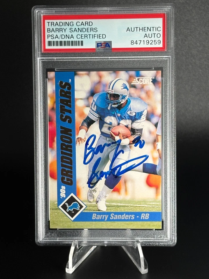 Barry Sanders - Puntuación 1992, Gridiron Stars - PSA Auténtico Automático - Leones, Tarjeta #1 Foto 2 de 4