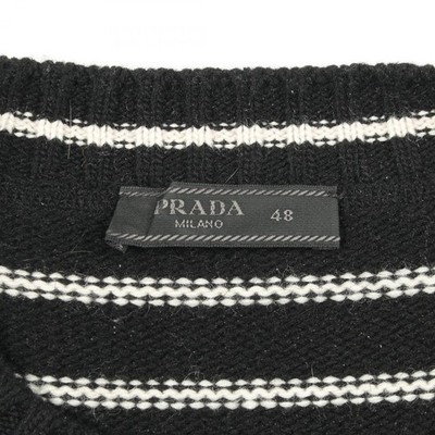 PRADA Knitwear Sweater UMB481 wool cashmere Black White Striped