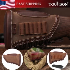 TOURBON Canvas Leather Cheek Rest Rifle Shells Holder Shooting Gun Stock Cover