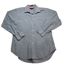 Bergamo Shirt Mens L 16-16 1/2 Plaid New York Fitted Long Sleeve Button Up