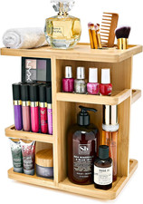 Sorbus 360  Makeup Organizer - Bamboo Wood Make up Storage Carousel for Cosmetic