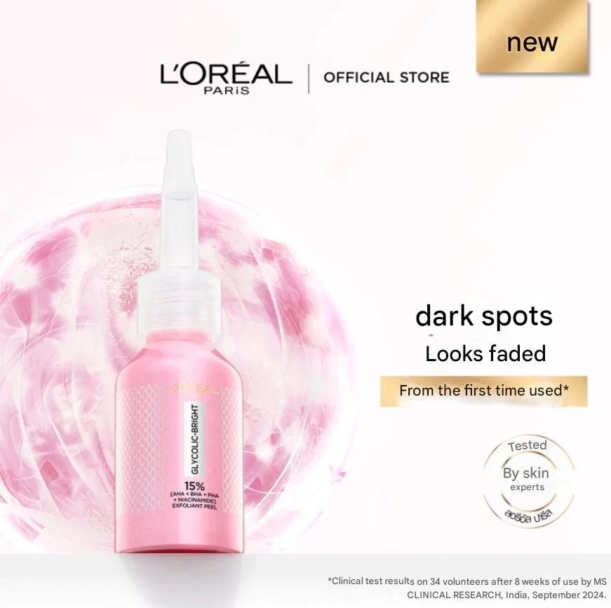 Exfoliante exfoliante antimanchas oscuras brillante glicólico L'Oreal Paris 25 ml. Piel iluminadora Foto 2 de 4