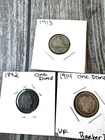 (Lot of 3) Barber Silver Dimes 1892 1913 1914, 90% Silver
