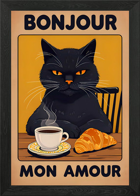 Bonjour Mon Amour Katze Poster Gerahmt Wandbild Poster Leinwanddruck Bild
