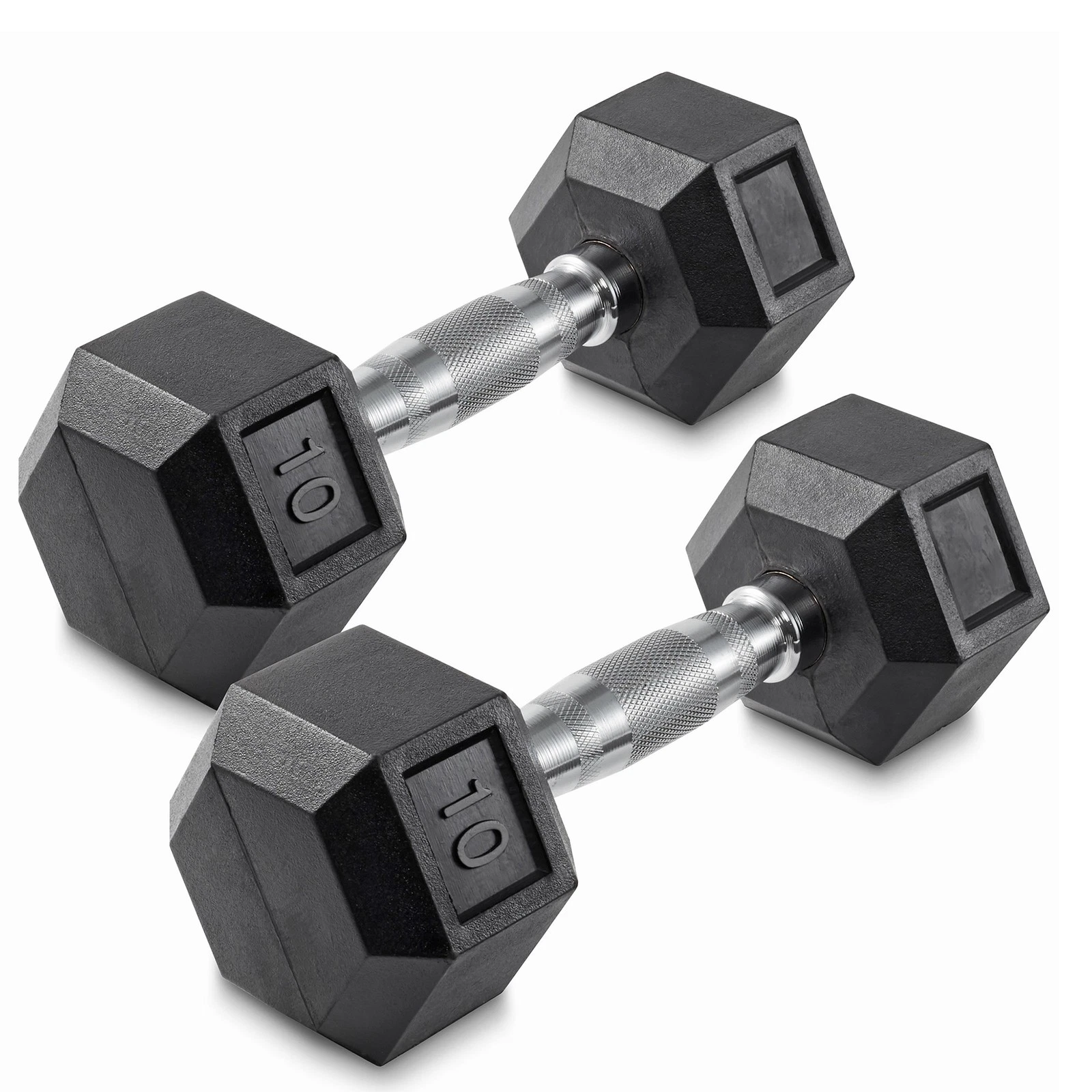 10 lb Pair Rubber Coated Hex Dumbbell Set, 20 Pounds Total