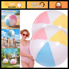 2 Pcs 60" Giant Inflatable Beach Balls - Jumbo Pastel Pool Float for Summer Fun