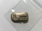 BEAUTIFUL 1 OZ HAND POURED SKULL AND CROSS BONE SILVER LOAF BAR 999 PURE SILVER