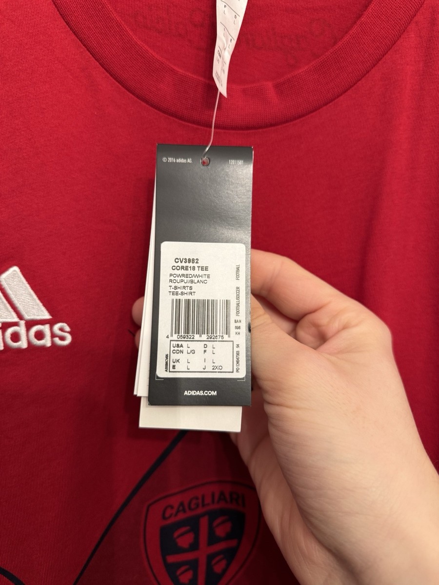 Cagliari Calcio FC Adidas Core 18 Mens Red T Shirt Size Large Football  Serie A