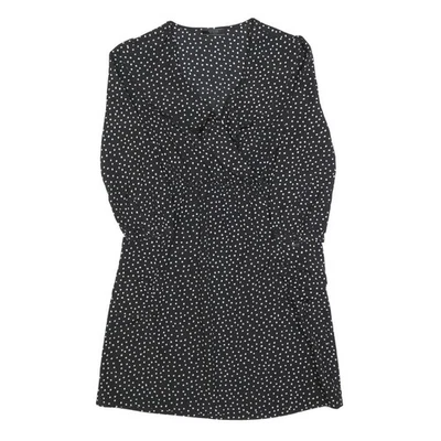 GUESS Femmes Noir Polyester Jour Robe à Pois Manches Longues Mini Taille M - Photo 1/4