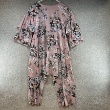 Shein Women's Dress Jumpsuit Size 0XL Pink Multicolor Floral 3/4 Sleeve Pullover