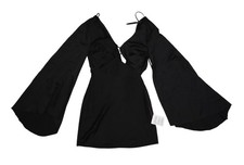 ASOS DESIGN Dress Womens 2 Black Satin Cowl Neck Bell Sleeve Mini Party