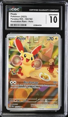 CGC 10 GEM MINT Plusle 193/182 Illustration Rare Sv04 Paradox Rift
