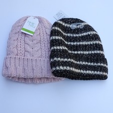 Lined chunky knit Winter Hat unisex beanies winter hats one size NWT. 2 pc.