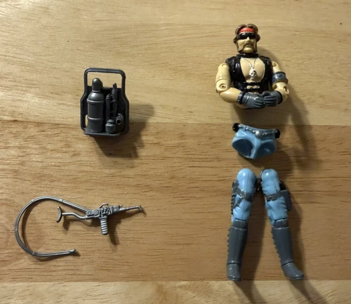 Vintage GI Joe TORCH v1 figure original 1985 Cobra Dreadnok - All Pieces