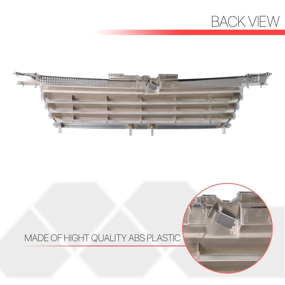 Rejilla delantera superior cromada estilo OE sin insignia para Volkswagen Jetta MKIV 99-04 Foto 2 de 2