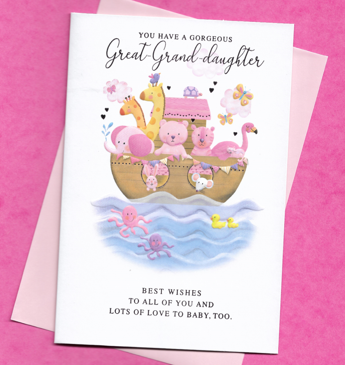 Great Granddaughter New Baby Card Nice Message Verse Arrival 19x13cm