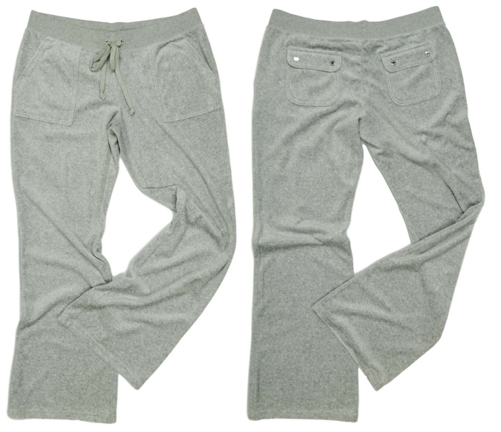 Juicy Couture Trousers Grey Large Bottoms Velour Flared Leg Raspberry Del Rey