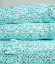The Pioneer Woman Washy Trellis Teal KING Bed Cotton Sheet Set 300 Count New