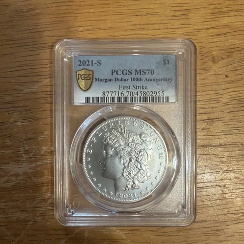 2021 S Morgan Silver Dollar PCGS MS70 FIRST STRIKE - Gold Shield