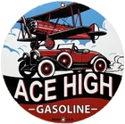 VINTAGE ACE HIGH GASOLINE PORCELAIN SIGN DEALERSHIP GAS STATION PLABE MOTOR OIL