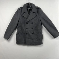 Express Pea Coat Mens size Small Double Breast Wool Blend Zip out Liner Gray