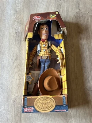 PIXAR DISNEY STORE FIGURE TOY STORY TALKING WOODY PARLANT EN BOÎTE / TBE - Photo 1/4