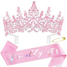 21st Sash and Tiara 21st Crown 21st Decorations for Her Pink